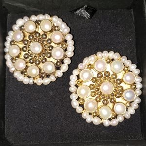 Vintage costume Pearl Earrings